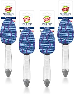 Scotch-Brite Scrub Dots Non-Scratch Dishwand, 4-Pack (4 Dishwands), Soap-Dispensing Kitchen Scrubbers, Fits All Refills