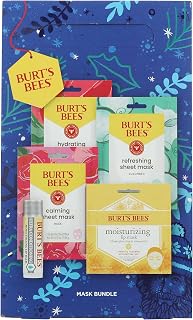 Burt's Bees Mask Bundle: Lip Balm, Lip Mask and Face Sheet Mask Gift Set, 5 Pieces, Rose