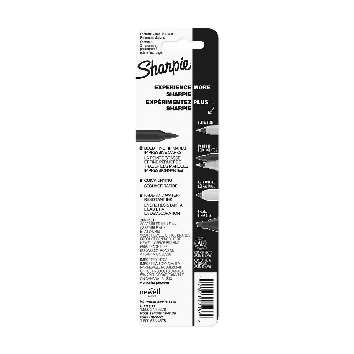 Sharpie 2 Count (Pack of 2) / Red / 1 Permanent Markers
