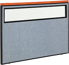 Global Industrial 60-1/4"W x 43-1/2"H Deluxe Office Partition Panel with Partial Window, Blue