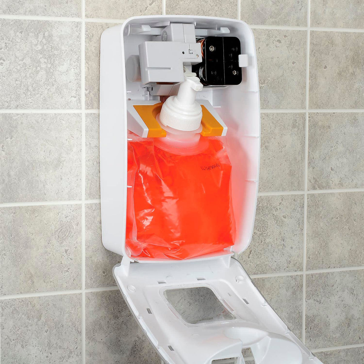 Hand Soap Starter Kit with Automatic Dispenser by Global Industrial – 12"L x 10"W x 8"H, Plastic, White/Gray, Model 640812