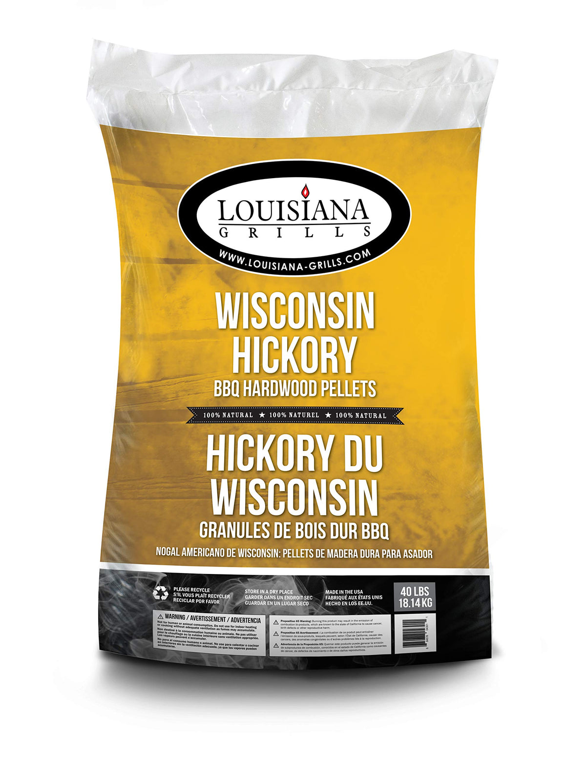 Wisconsin Hickory Pellets by Louisiana Grills – 40 Lb., Plastic, Wisconsin Hickory, Model 55406