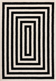 Casa CAS120A Contemporary Black and Ivory Rectangular Area Rug by Abani – 8'11" x 12' (Rectangular), Polypropylene, Ivory, Model CAS120-parent