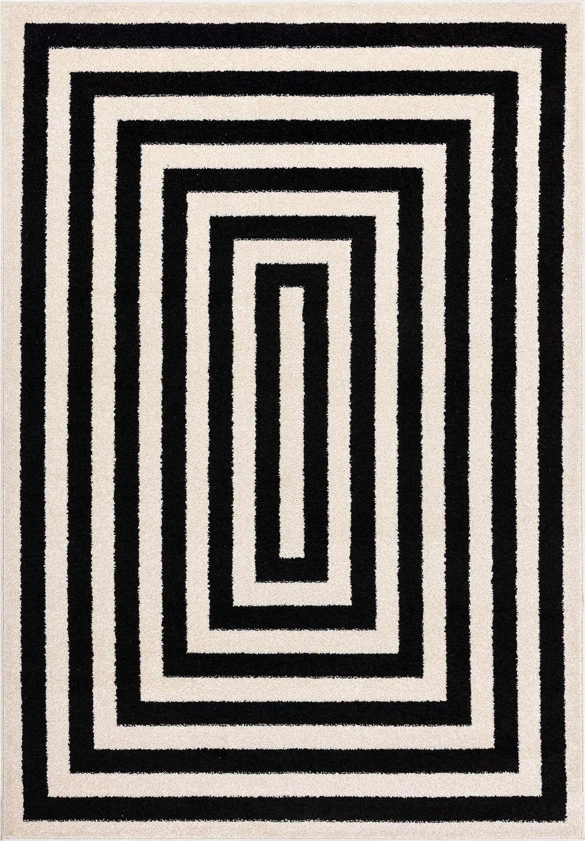 Casa CAS120A Contemporary Black and Ivory Rectangular Area Rug by Abani – 8'11" x 12' (Rectangular), Polypropylene, Ivory, Model CAS120-parent