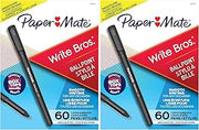 Paper Mate Ballpoint Pens, Write Bros. Black Ink Pens, Medium Point (1.0mm), 60 Count (Pack of 2)