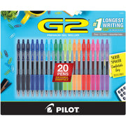 G2 Premium Gel Ink Pens by PILOT – 20 Count (Pack of 1), Plastic, Assorted Colors, Model 14354