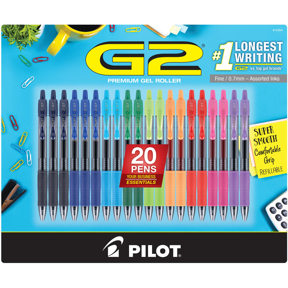 G2 Premium Gel Ink Pens by PILOT – 20 Count (Pack of 1), Plastic, Assorted Colors, Model 14354