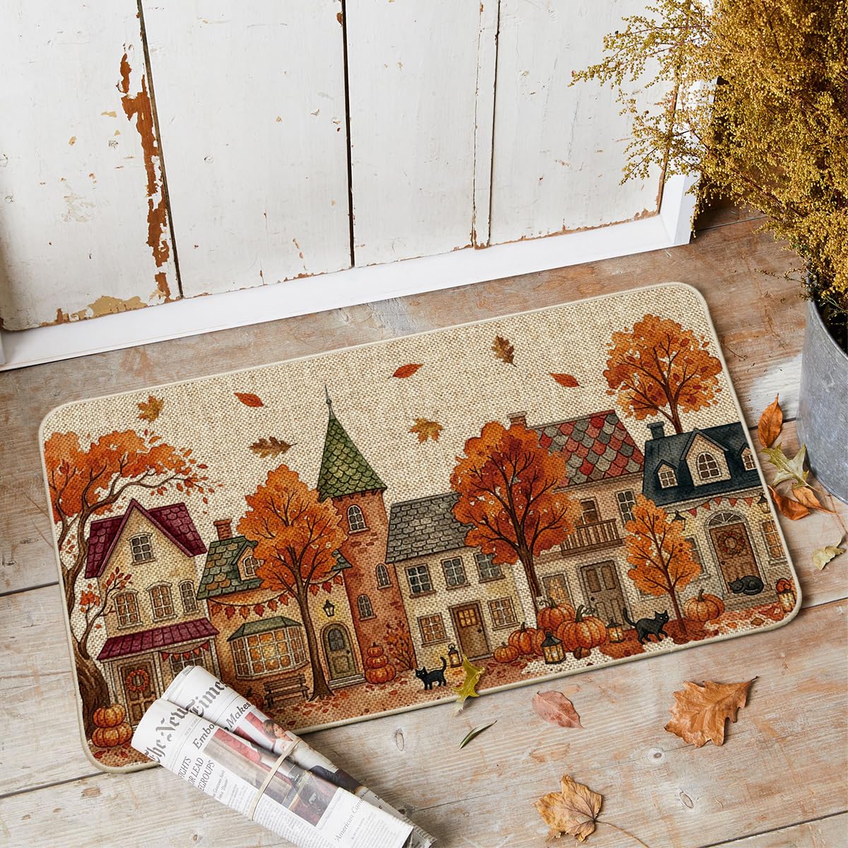 Artoid Mode Maple Tree House Doormat, 17 x 29 Inch, Beige