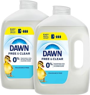 Dawn Free & Clear Refill Jug Dish Soap, Dishwashing Liquid, Tough Grease Removal, Unscented, 51.5oz (Pack of 2)