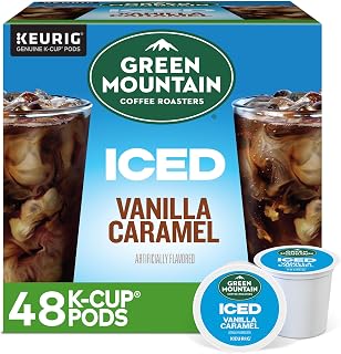 Green Mountain Coffee Roasters ICED Vanilla Caramel, Single Serve Keurig K-Cup Pods, Flavored Iced Coffee, 48 Count