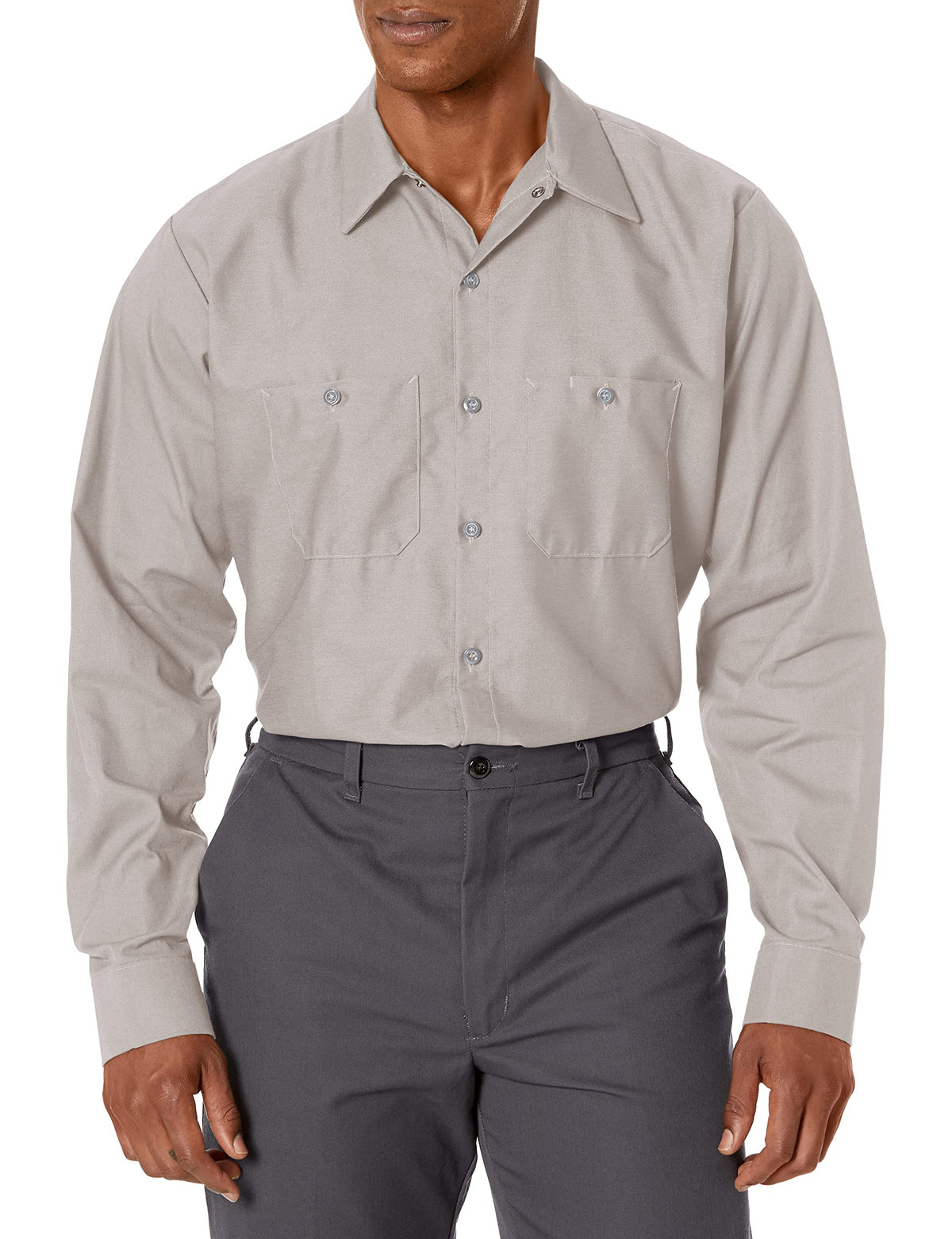 Long Sleeve Industrial Solid Work Shirt Light Grey Small - 5 Pack by Red Kap – Light Grey, Pack of 5, Model SP14