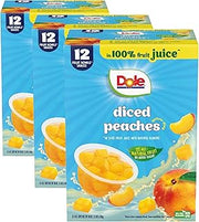 Diced Peaches in 100% Juice - Dole Fruit Bowls Snacks - 4 oz Fruit Bowls (Pack of 36)