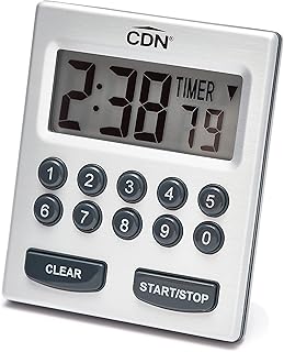 CDN Direct Entry 2- Alarm Digital Kitchen Timer | Counts Up & Down, 10 Hours by Hours, Minutes & Seconds, Big Digit, Loud & Long Audio/Vibrate Alarm, Stand, Hang, Magnet Mounting - TM30