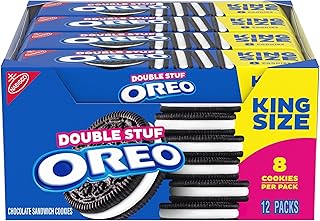 Oreo Double Stuf Chocolate Sandwich Cookies, King Size, 12 Snack Packs