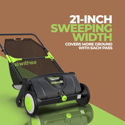 21-Inch Width Leaf & Grass Push Lawn Sweeper by Earthwise – 21" Width, Pine, Black, Model LSW70021