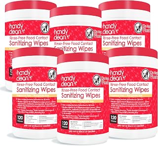 Diamond Wipes HandyClean Food Contact Sanitizing Wipes, 6 Canister, 120 Count
