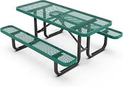 Flash Furniture Commercial 6' Rectangular Expanded Mesh Metal Picnic Table with Anchors - Green