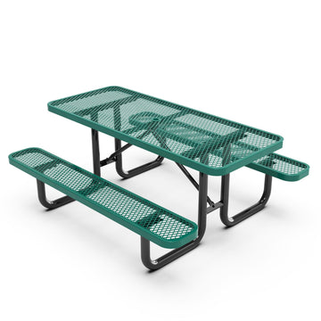 Commercial 6' Rectangular Expanded Mesh Metal Picnic Table with Anchors - Green by Flash Furniture – Steel, Green, Model SLF-EML72-H48L-GN-GG