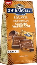 GHIRARDELLI Milk Chocolate Caramel Waffle Cone Squares, 5.2 oz (6 Bags)
