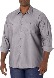 Red Kap Long Sleeve Industrial Solid Work Shirt Silver Grey Small - 5 Pack
