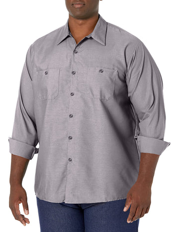 Long Sleeve Industrial Solid Work Shirt Silver Grey Small - 3 Pack by Red Kap – Silver Grey, Pack of 3, Model SP14
