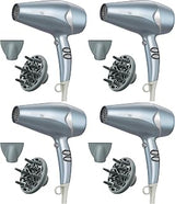 INFINITIPRO by CONAIR Hair Dryer with Diffuser, Quick Style & Shine Blow Dryer, Frizz-Free Hair, Blue (Pack of 4)