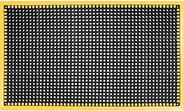 Global Industrial 2'W x 3'L Rubber Drainage Mat, 7/8" Thick, Black/Yellow Border