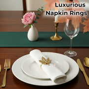 Cleentable Leaf Napkin Rings, Set of 12, Antique Gold