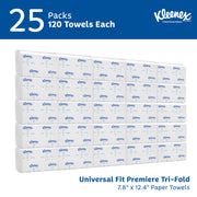 Professional Multifold Paper Towels by Kleenex – 120 Count (Pack of 25), Paper, White, Pack of 3000, Model 13253