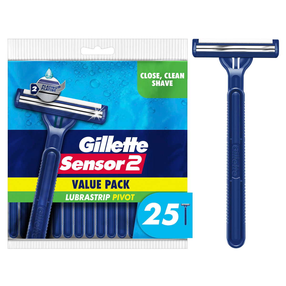 Gillette 25 Count (Pack of 1) / Blue / 25 Razors Plus Pivot Disposable Razors