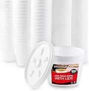 4 Ounce Foam Bowls With Lids (100 Count) - Insulated To Go Cups - Containers for Soup by Stock Your Home – 4 Oz - 100 Count, 4.0 ounces, Foam, White, Pack of 100