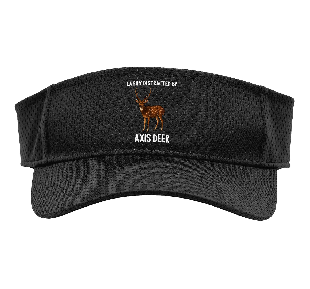 Chital Easily Distracted by Axis Deer Sport Sun Visor by Chital Axis Deer Lovers Shop – Polyester, Black