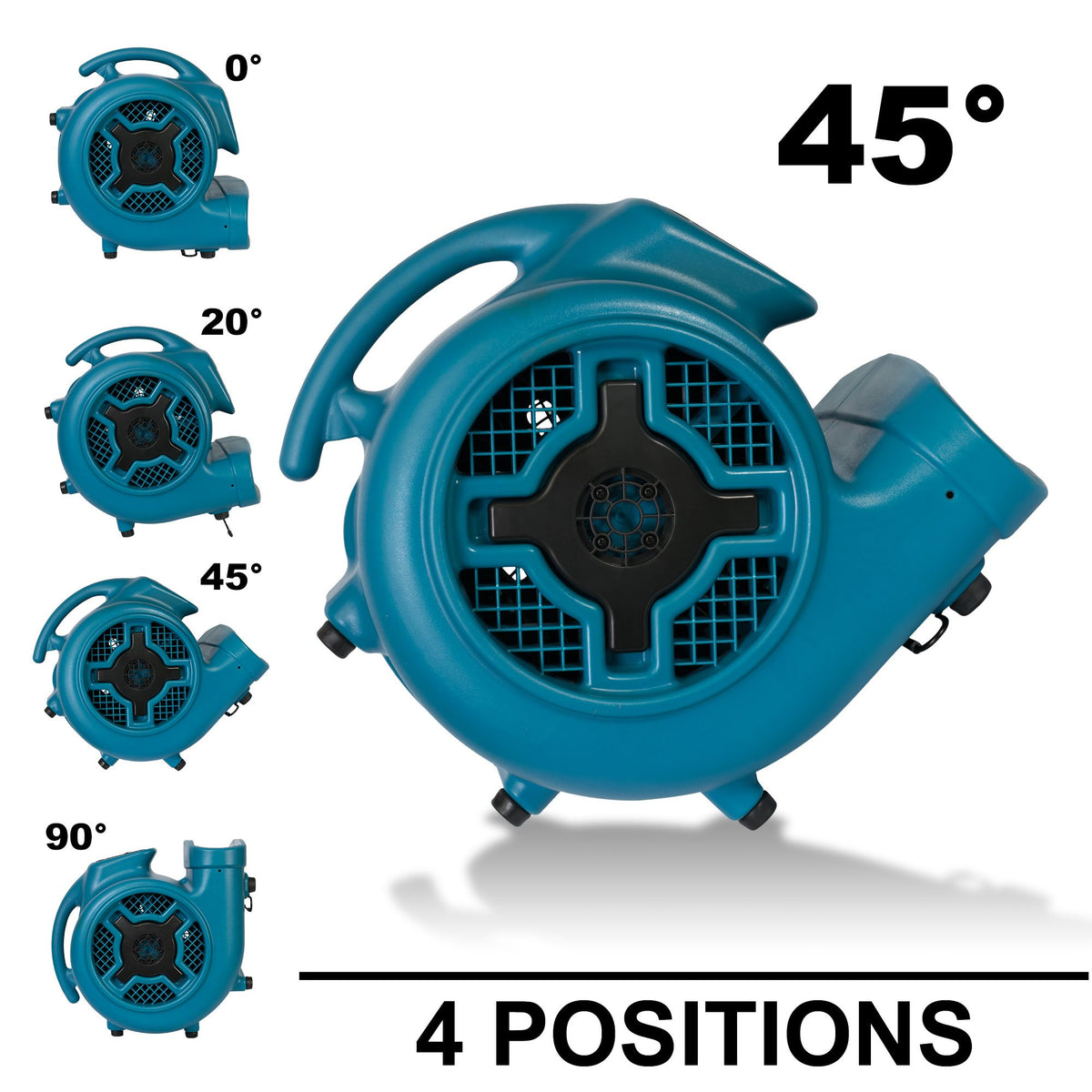 Pro 1 HP 3600 CFM Centrifugal Air Mover by XPOWER – 17.5"L x 15.9"W x 18.5"H, Plastic, Blue, Model X-830