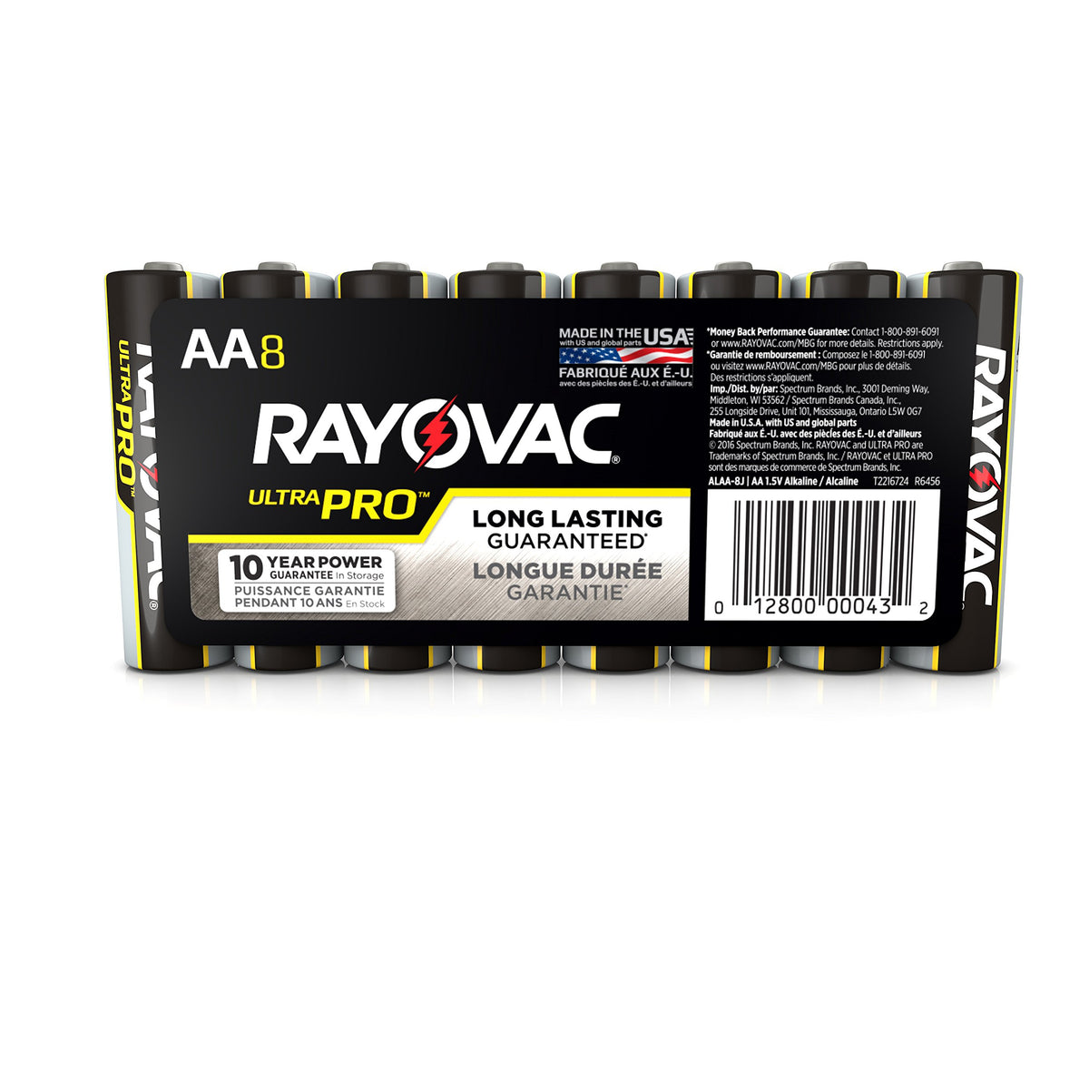 Batteries Alkaline Batteries by Rayovac – Size AA, #N/A, Pack of 8, Model ALAA8PK