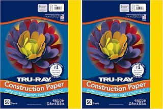 PACON Tru-Ray Construction Paper, 9-Inches by 12-Inches, Yellow (103004), 50 Count (Pack of 2)