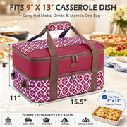 Bagsprite Double Layer Casserole Carrier, Fits 9 x 13 Inch Dishes, Cranberry