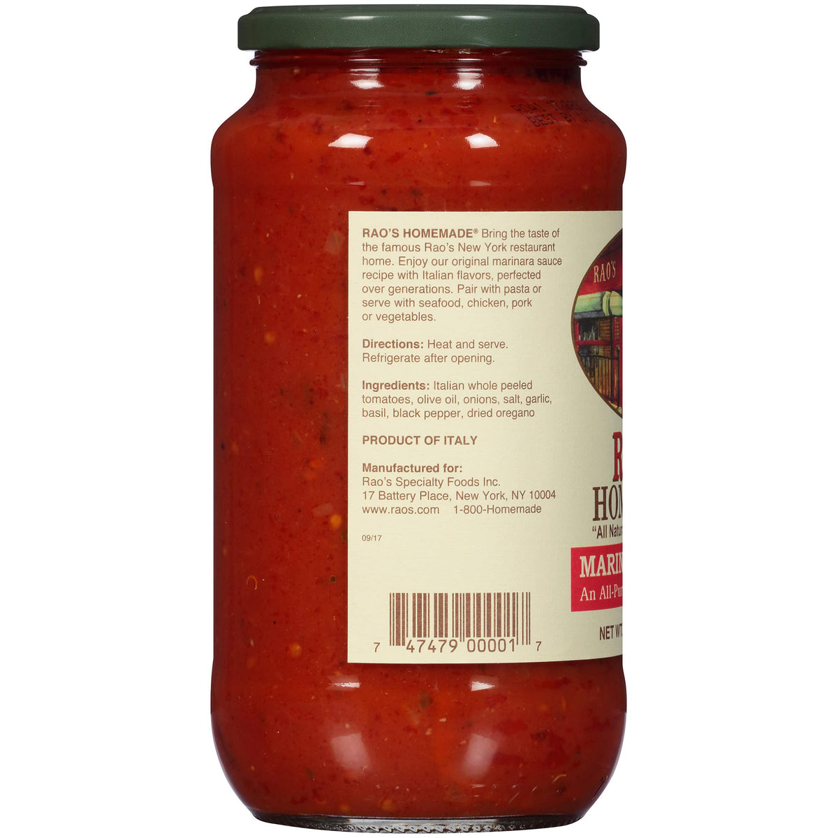 Raos, Marinara Sauce by Rao's Homemade – 2 Pound (Pack of 6), Pack of 6, Model 794396