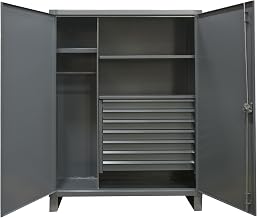 Durham Extra Heavy Duty Welded 12 Gauge Steel Wardrobe Cabinets with 7 Drawers, HDWC246078-7M95, 1200 lbs Shelf Capacity, 24" Length x 60" Width x 78" Height, 2 Shelves