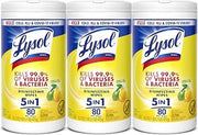 Lysol Disinfecting Wipes, Multi-Surface Cleaner, Lemon, 80 ct. (3 Pack)