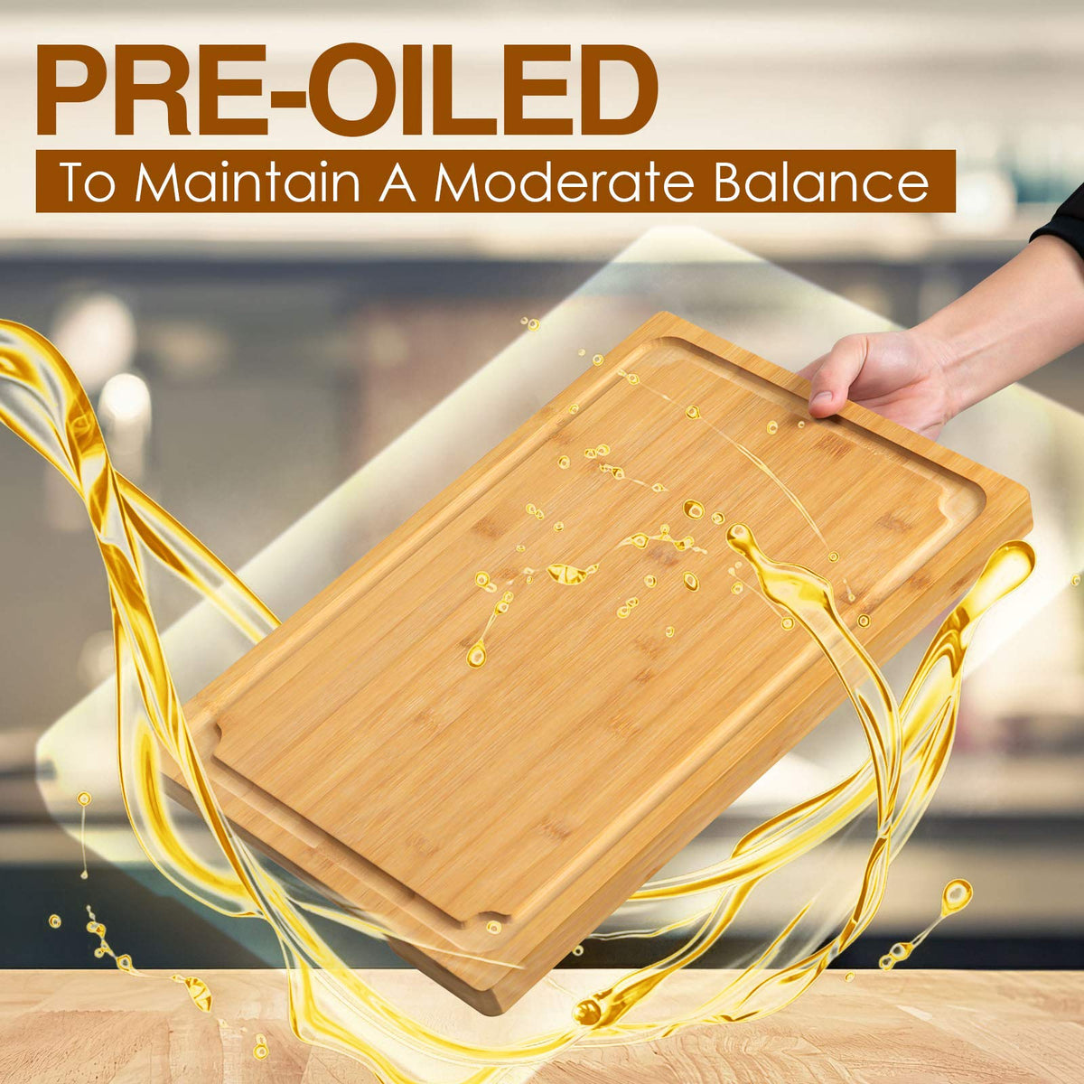 Empune Bamboo Cutting Board, Extra Large 17.6 x 12 Inch, Brown