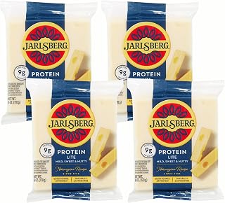 Jarlsberg Cheese Protein Lite Chunk, 6 oz – Reduced Fat, Semi-Soft, Sweet & Nutty [Pack of 4]