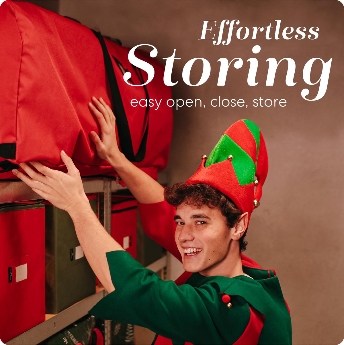 Handy Laundry Tree Storage Bag With Wheels, 9 Ft, Red