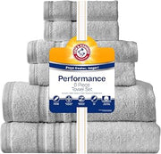 Arm & Hammer Performance Bath Towel Set, 6 Piece, Light Grey