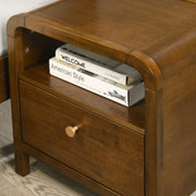 Eldren Wood Nightstand with Solid Rubberwood Frame by Roundhill Furniture – Wood, Walnut, Model B5115N