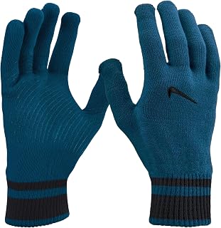 Nike Unisex Knit Tech & Grip Training Gloves 3.0 (1pair) – Touchscreen Compatible with Textured Grip Palm (Blue Force | Black (Stripe Cuff), Medium)