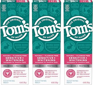 Tom's of Maine Sensitive and Whitening Toothpaste, Mint, 3 Pack, 4 oz