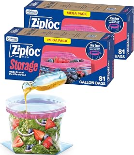 Ziploc Gallon Food Storage Bags, 162 Total Bags (81 Count, 2-Pack)