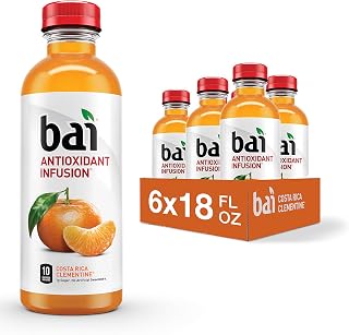 Bai Flavored Water, Costa Rica Clementine, Antioxidant Infused Drinks, 18 Fl Oz (pack of 6)