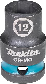 Makita E-16081 Impact Black Impact Socket 1/2" SW12 Short, Chrome-Molybdenum, 38 mm Long, Pack of 1