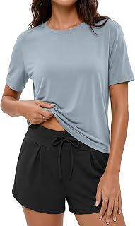 Modal Soft Short Sleeve Shirts for Women Crew Neck Yoga Tee Casual Workout Tops